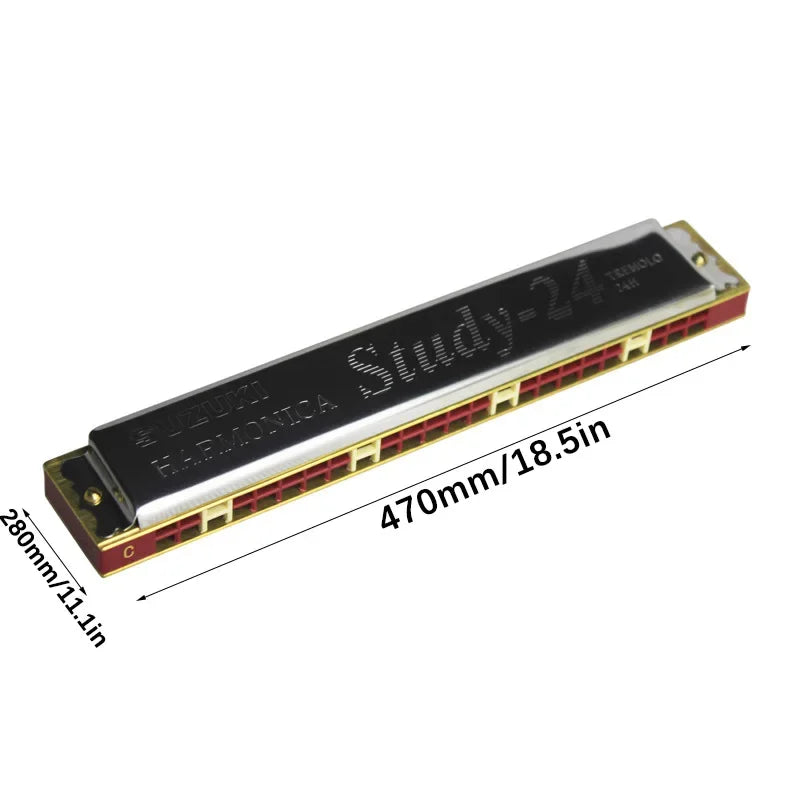 Harmonica 24 Hole with Case, Mouth Organ Harp, Diatonic Harmonica for Beginner, Adult, Professional, Students, Friends, Gifts
