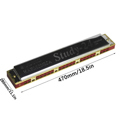 Harmonica 24 Hole with Case, Mouth Organ Harp, Diatonic Harmonica for Beginner, Adult, Professional, Students, Friends, Gifts