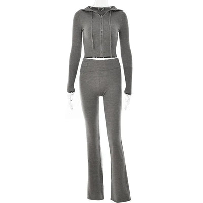 Women Tracksuit  Knit Lounge Set Long Sleeve Zip Up Hoodie with High Waist Wide Leg Pant 2 Piece Sweater Ensemble Casual Set