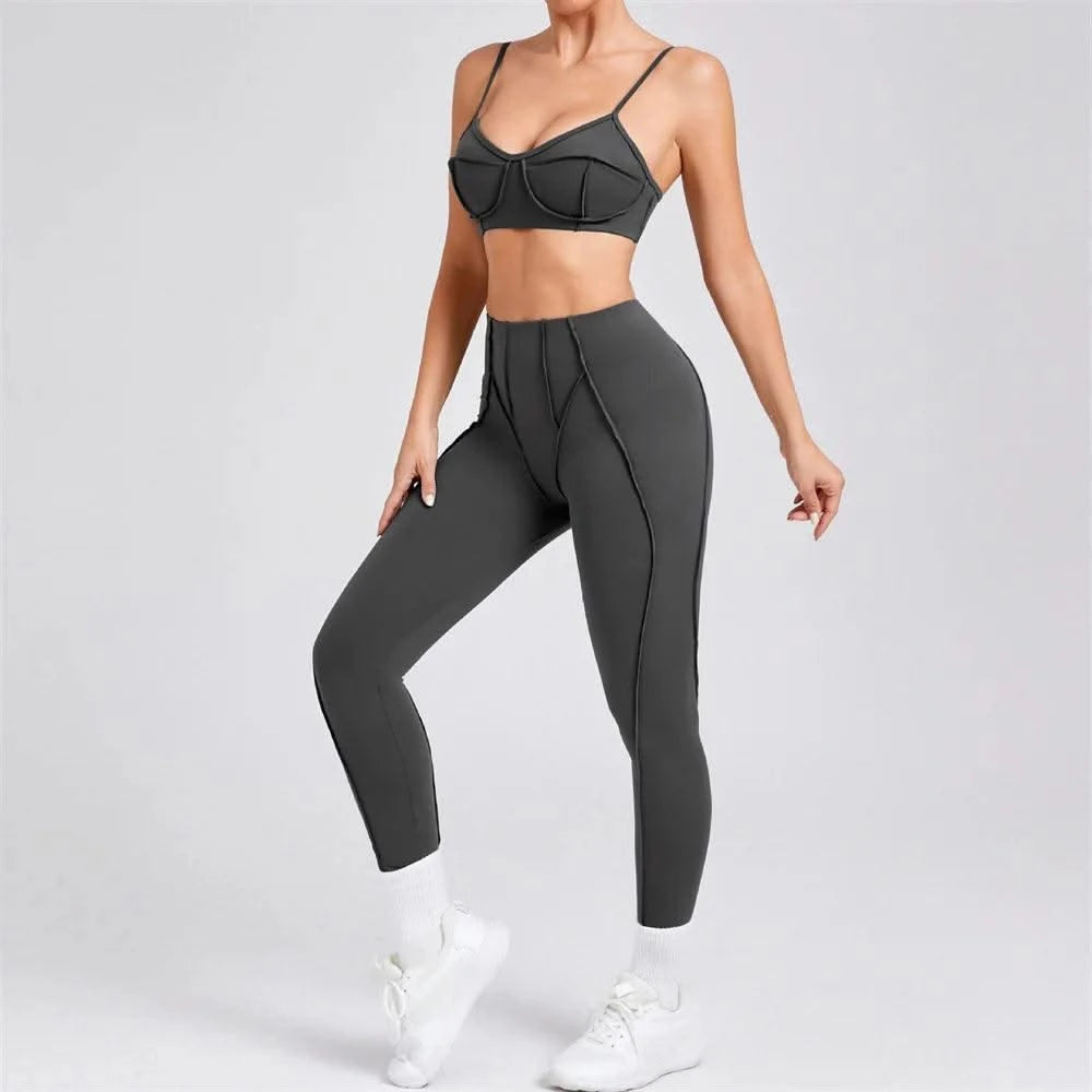 Women Nude Straps Yoga Sets Activewear