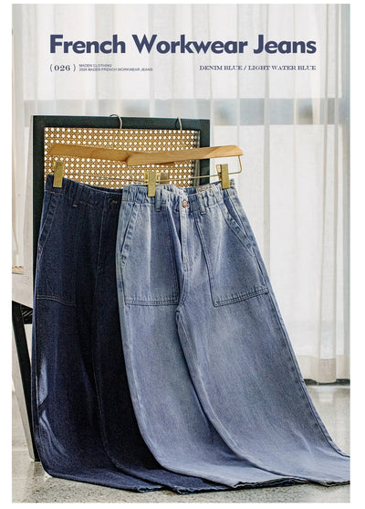 Maden Vintage Straight Denim Jeans with Washed YKK Zipper Loose Fit Casual Trousers for Women's Fall and Winter Versatile Pants
