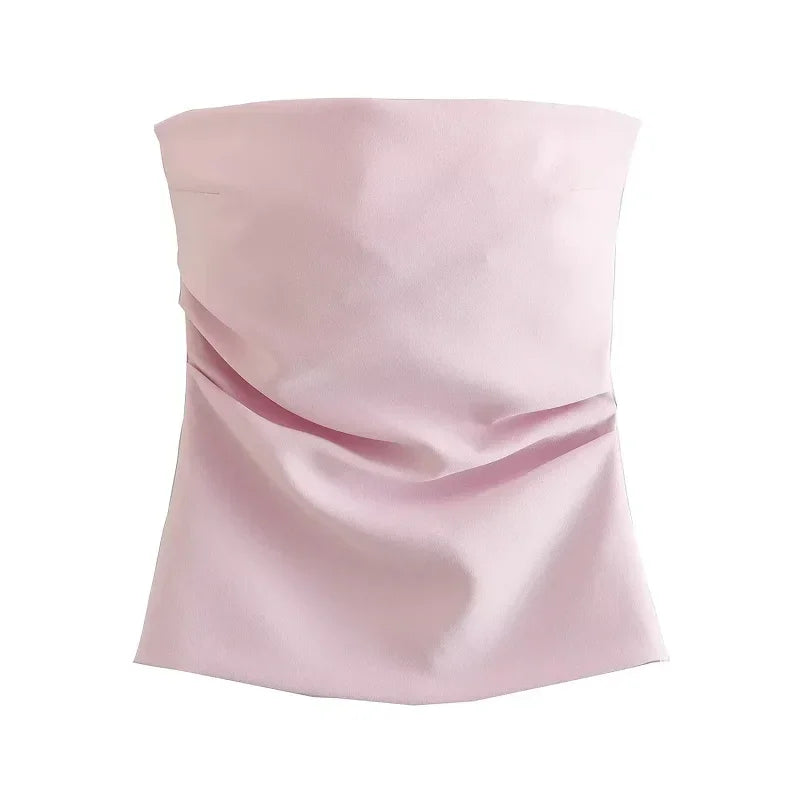 TRAF Top Women Summer Tanks&Camis Corset Tops Ladies Fashion Casual Sexy Elegant White Black Blue Pink Sleeveless Tank Tops