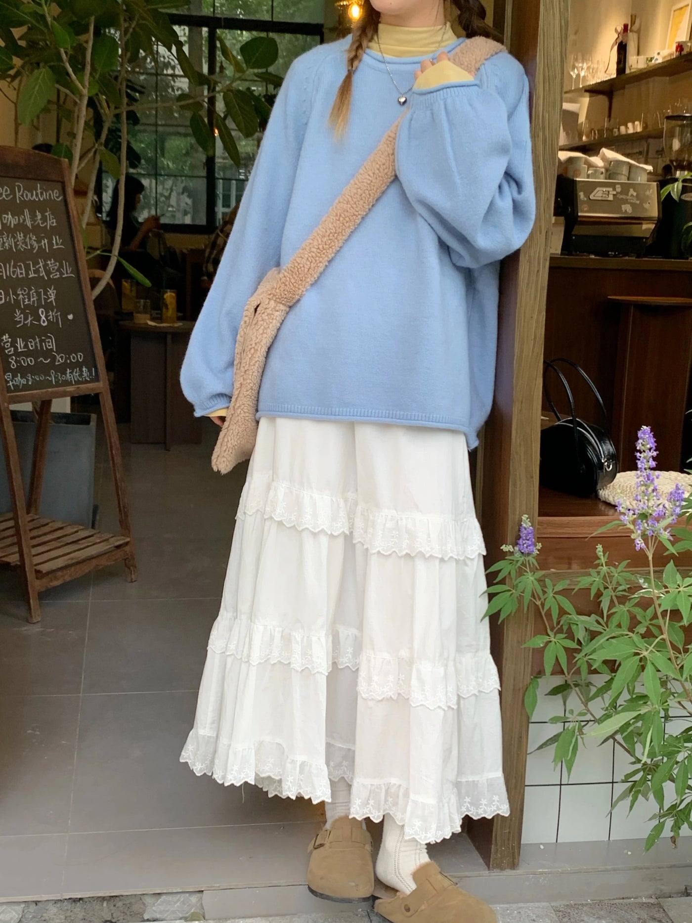 Lace A-line Loose All-match Spring Autumn Ankle-length Skirts for Women Korean Style Female Tender Fashion Leisure Students Chic
