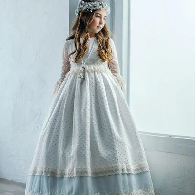 Flower Girl Dresses For Wedding Floral Appliques Long Princess First Communion Gowns With Feathers Customized