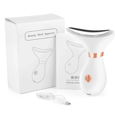 LED three-color light neck facial lifting beauty device vibration massager skin tightening anti-wrinkle removal double chin