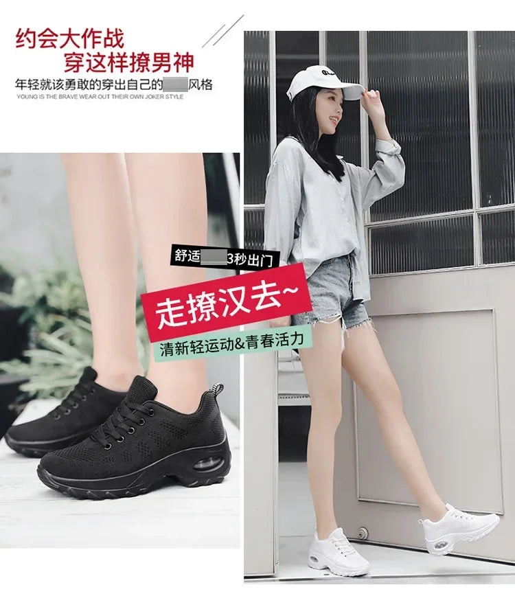 Woman Sneakers Fashion Casual Shoes Summer Air Cushion Mesh Female Shoes Comfortable Breathable Heightening Sneakers for Women