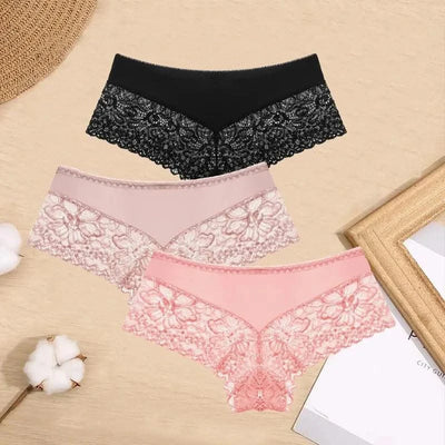 3 Pieces Women's Boxers Sexy Lace Seamless Female Underwear Perpective Panties for Women Boyshorts Fashion Boxer Briefs Lingerie