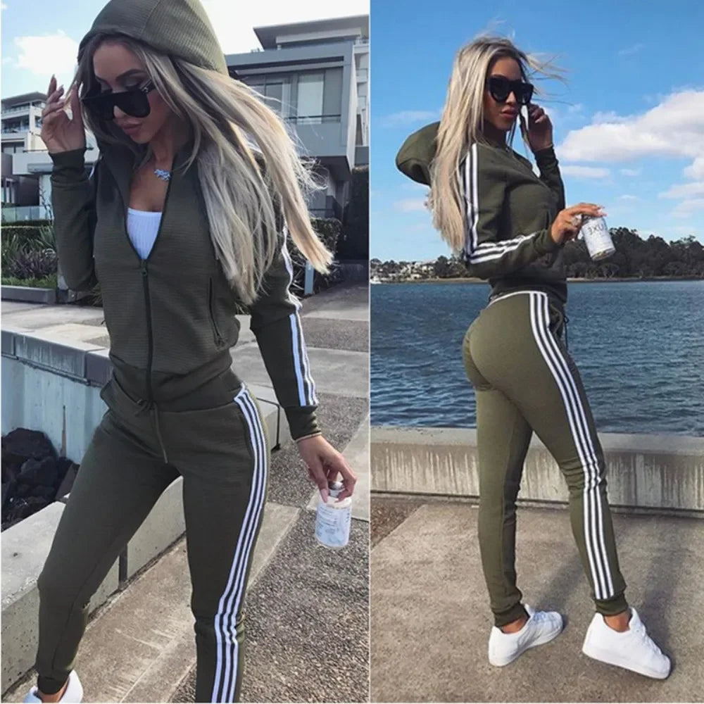 Women Tracksuits Fall Fashion Sweatpants And Hoodie Set Sweatsuit 2 Piece Set Casual Workout Fitness Training Women'S Jogger Set
