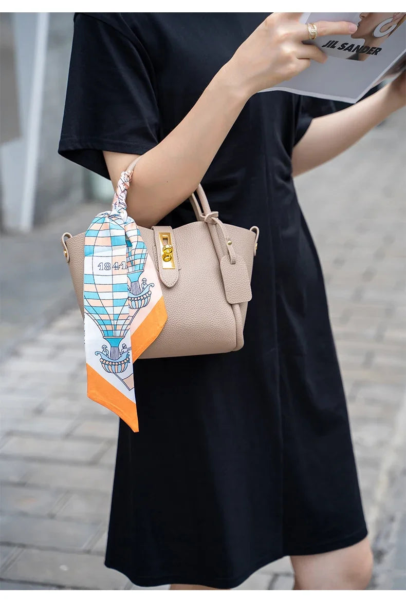 Women's Natural Cow Genuine Leather Shoulder Bag Female High Quality Luxury Designer Handbags Ladies Fashion Tote Crossbody Bags