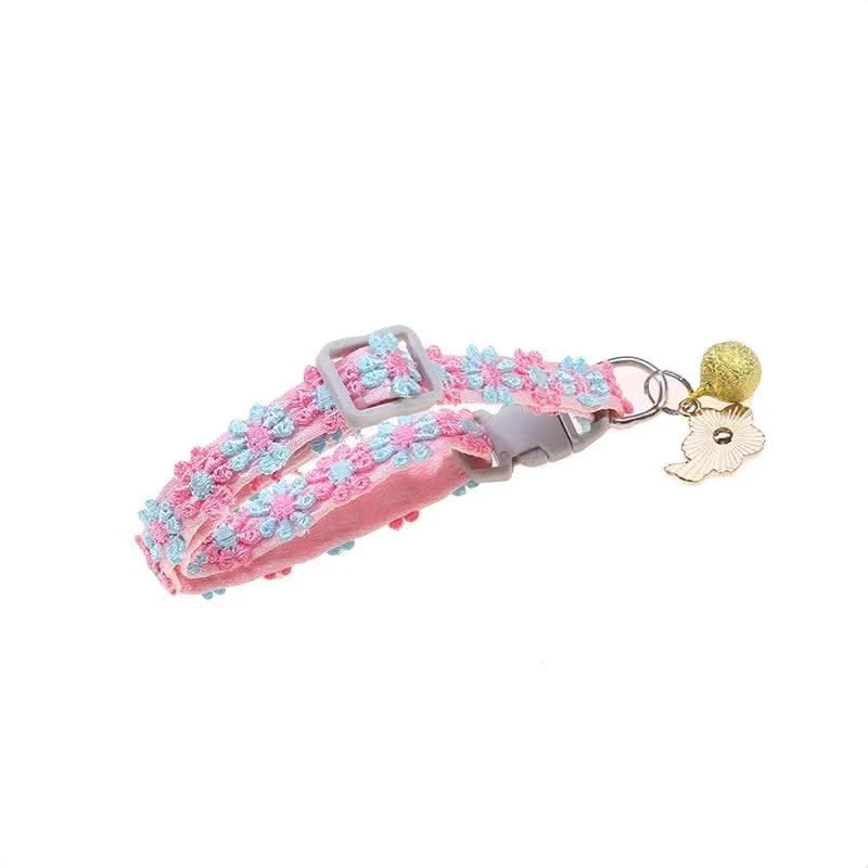 Pet Collar With Bell Cartoon Footprint Colorful Dog Puppy Kitten Collar Adjustable Safety Bell Ring Necklace Pet Accessories