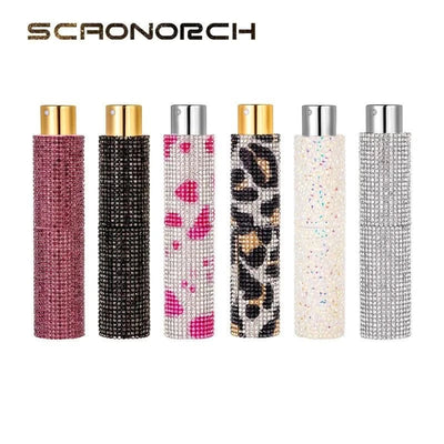 Luxury 10ml Perfume Spray Bottle Bling Rhinestones Refillable Perfume Atomizer Empty Bottle Travel Cosmetic Essential Container