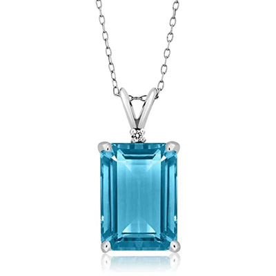 Huitan Luxury Solitaire Blue CZ Square Pendant Necklace for Women Modern Design Temperament Lady's Accessories Wedding Jewelry