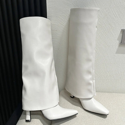 Ladies Modern Knee High Heels Boots Autumn Spring Fashion Slip On Female Pumps Footwear New Shoes 2025 Long Women Western Boots