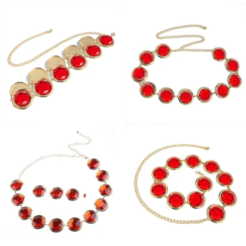 Belly Chain Jewelry Decorative Belt For Women Dresses Red Waist Chain Raven Dropship