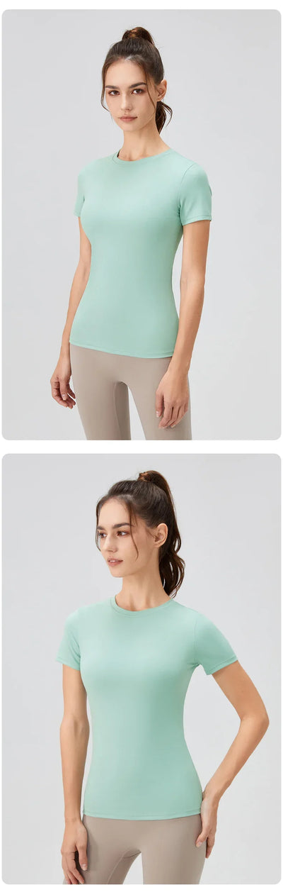 2024 Women Sports Shirt Tight Yoga top Quick Dry Gym Top Outdoor Short Sleeve Running Sportswear Women T-shirts - Elanique