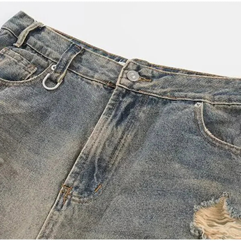 Holes Ripped Jeans Pants for Man Breathable High Street Men's Denim Pants New Trendy Hole Male Summer Brand Designer Pant 2025