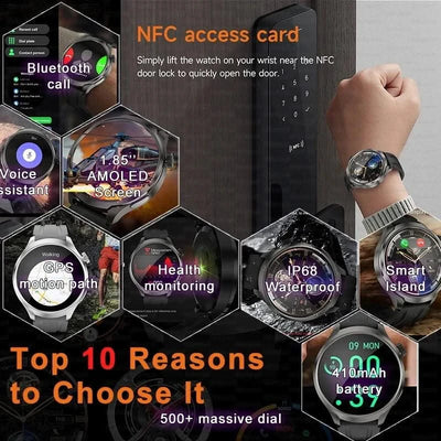 2025 New For HUAWEI High-end Sports Smart Bracelet Men GPS NFC 1.85 AMOLED Screen Compass Waterproof Bluetooth Call Smartwatches - Elanique