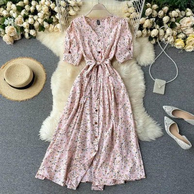 Korean Red elegant sexy Dress women Summer Autumn V-neck polka dot midi dress waist split dress vestidos de fiesta clothes