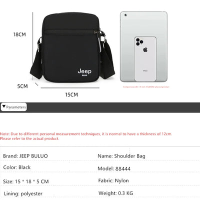 JEEP BULUO Men's Bags Crossbody Bag Messenger Waterproof Purse Nylon Zipper Shoulder Bag For Male Versatile Style