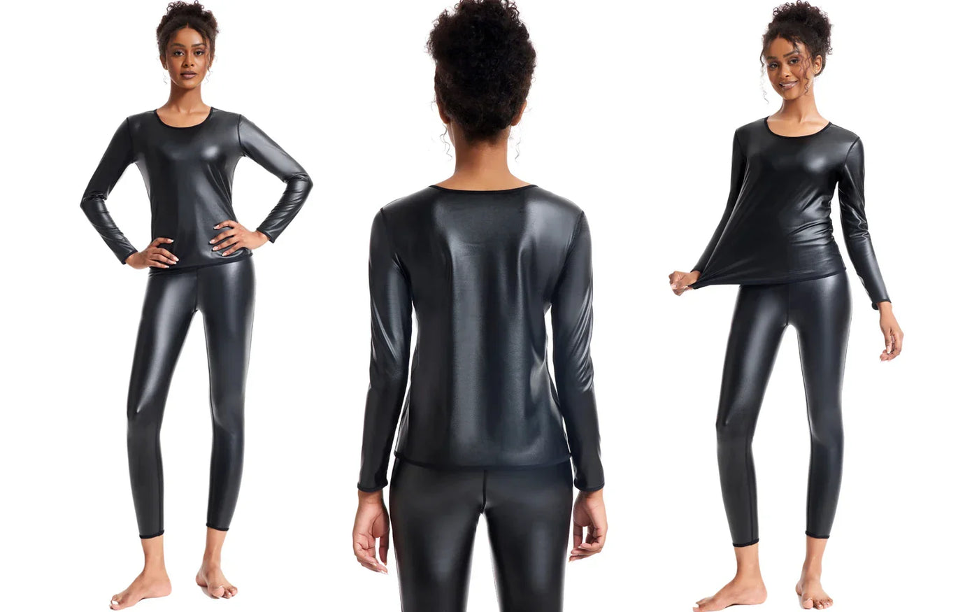 Women Stand collar Leather Long Sleeves Shirt Motorcycle Biker tops Body Shaper Waist Trainer Slim Tshirt Fashion Shapewear tops