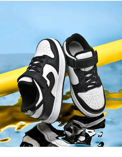Boys' sports shoes 2025 new leather-covered waterproof children's casual shoes primary school trend non-slip board shoes