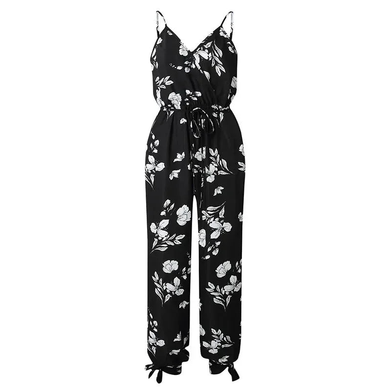 Female Jumpsuit For Women 2025 Summer Floral Print Womens Trousers Bohemian Rompers Jumpsuit Long Pants Overalls Female mujer