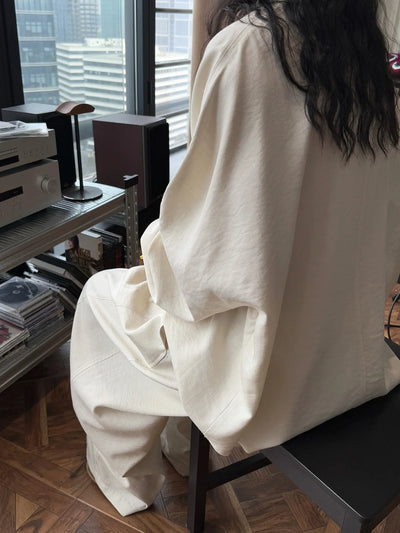 2025 Women Spring Two Pieces Suits Long Sleeve Cotton Blouses With Long Pants Wide Leg Two Pieces Sets Boho Suits Ladies Outfits