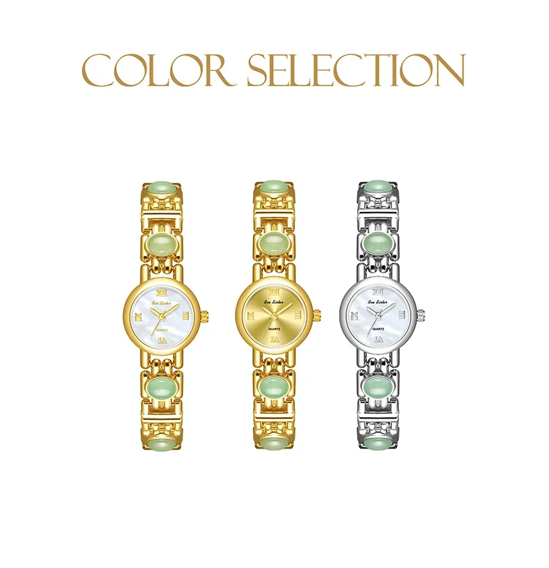 2025 High-End Vintage Woman Watches Fashion Elegant Natural Jade Stones Quartz Watch Retro Waterproof Hand Clock Gifts