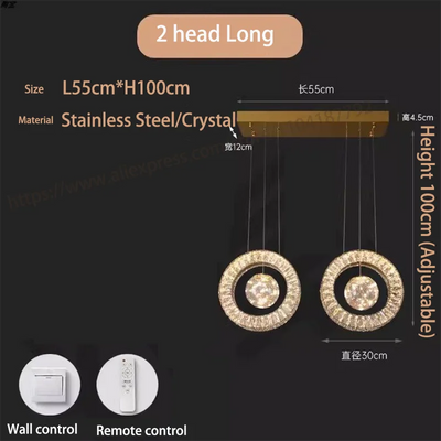 Modern Home DecorLED Lights Crystal Pendant Lamps Room Chandeliers Dining Table Pendant Lights Indoor Lighting Dimmable Light