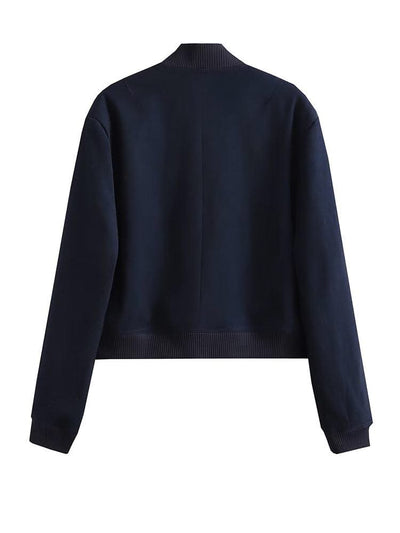 Women Fashion Solid Bomber Jackets Coat With Pockets V-Neck Single Breasted