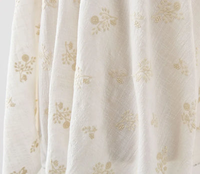 140x50cm Embroidered Slub Cotton Linen Fabric Clothing Sewing Fabric, Diy Women's Dress Forest Flower Cloth