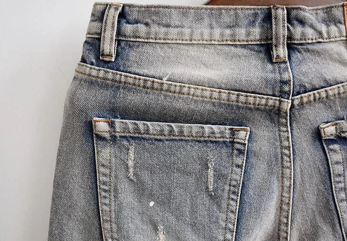 Man Denim Shorts Camouflage Hip Hop Graphic Short Jeans Pants for Men Original Distressed Thin New in Rude Streetwear Designer