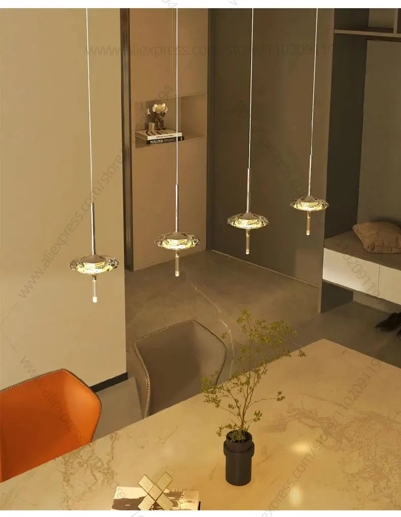 Led Chandelier Home Decoration Lighting Hanging Lamps Living Room Indoor Gloss Island Kitchen Lamps Chrome Staircase Chandelier