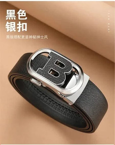 Men's Automatic Split Leather Buckle Belt | Versatile, Business, Casual Pants Belt | Middle-aged and Young Men