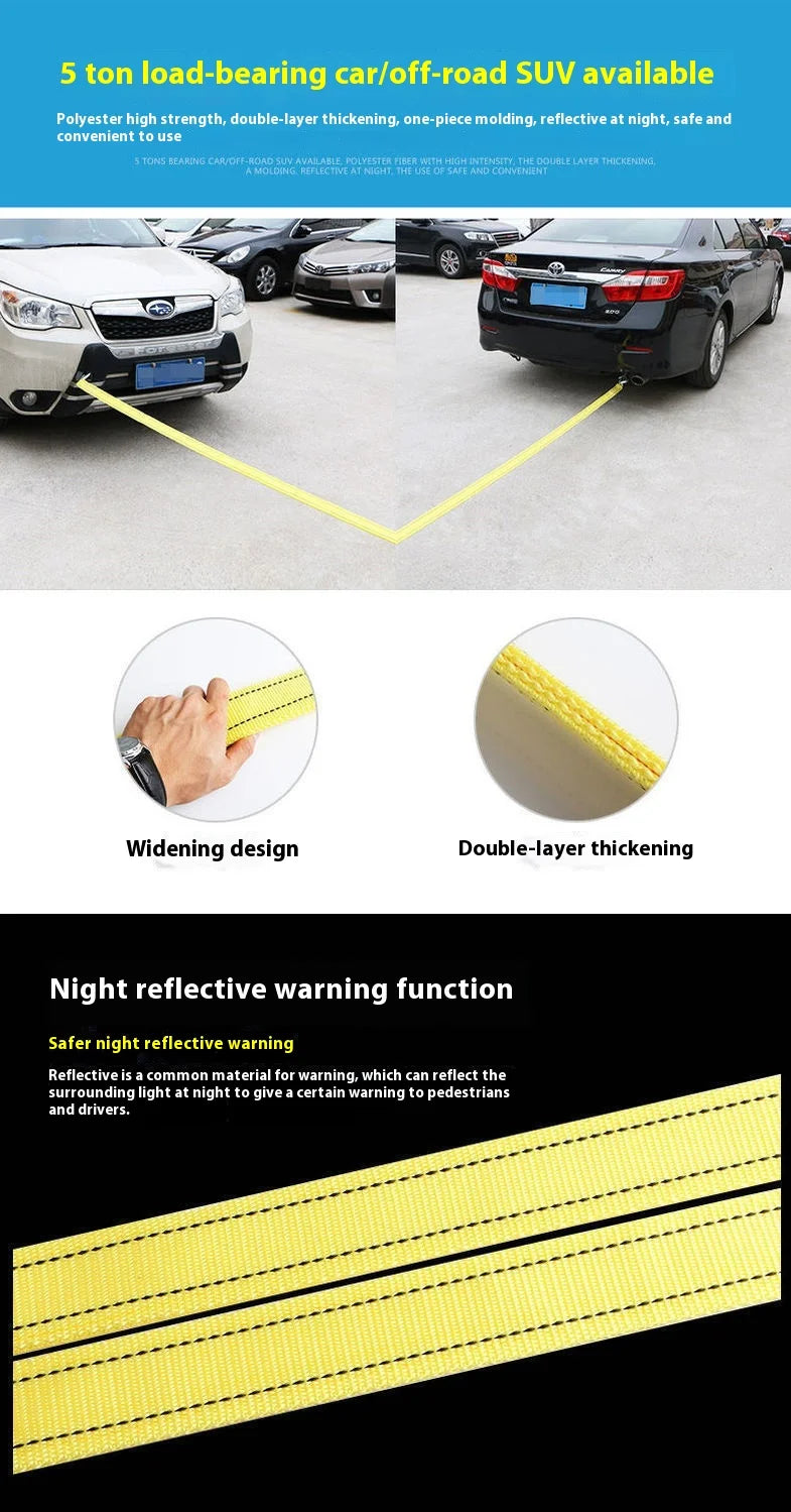 Car Trailer Rope Rescue Rope Eagle Hook Nylon Traction Rope Strong Thickened Durable 3m 4m 5m Double Trailer With Suv Motorcycle