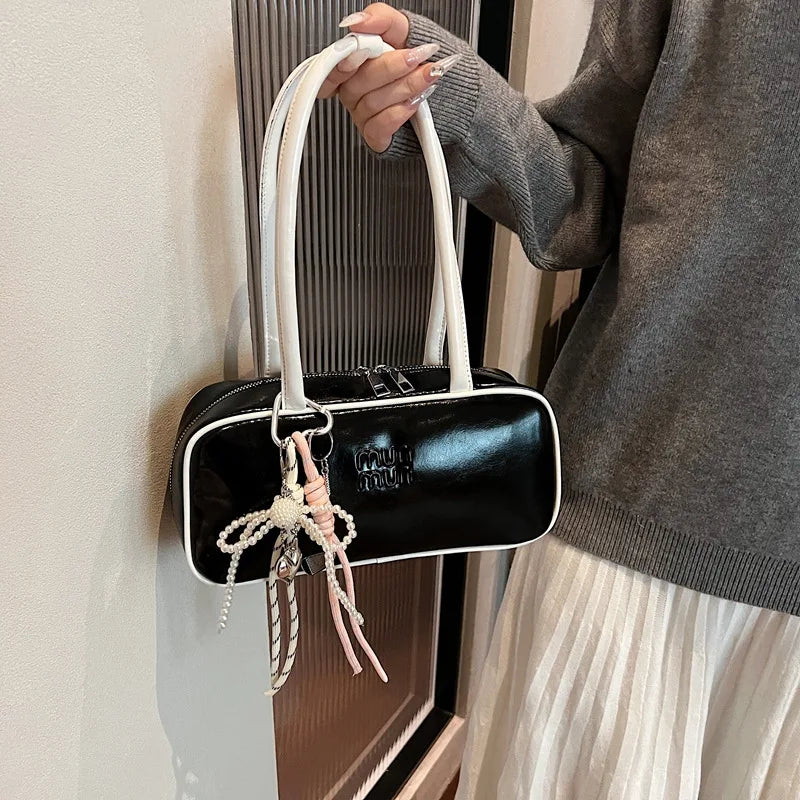 Designer Bowling Tote Women's Oversized Shoulder Bag, High-Capacity Office Handbag, Fashionable Minimalist Crossbody Purse