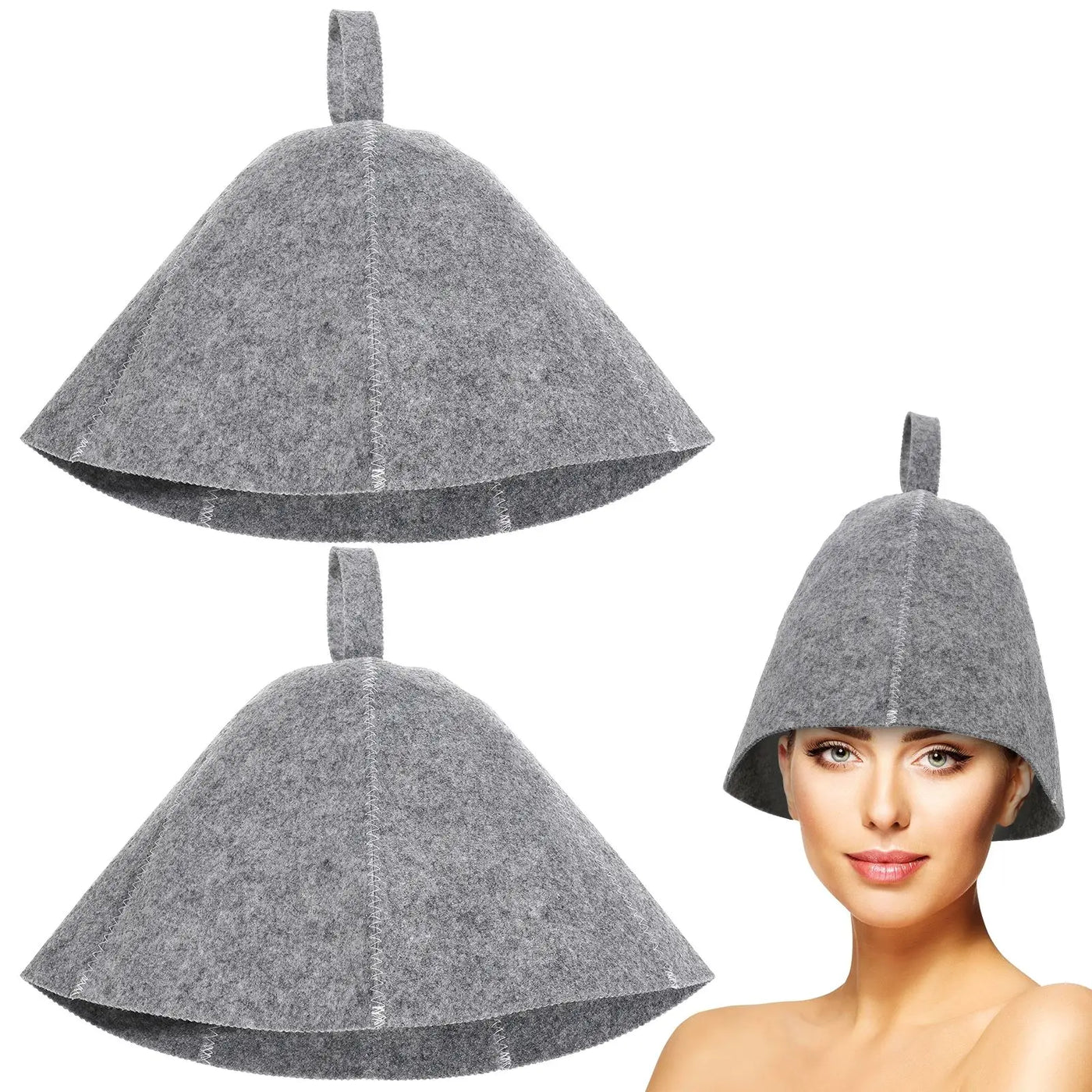 2Pcs Sauna Hat Thicken Wool Felt Shower Cap Hair Turban Quickly Towel Drying Hats Sauna Bathroom Accessories Bathing Hat