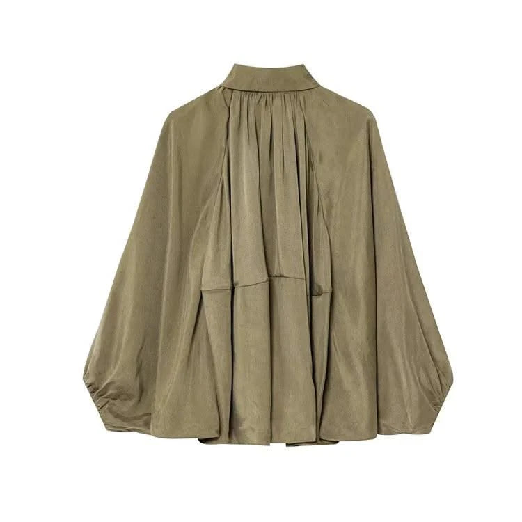 HipSeam Satin Bomber Jacket Women Casual Pleated Zipper Jackets
