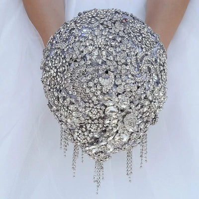 Rhinestone Jewellery  Brooch Bouquet Silk Wedding Flowers |Bridal Wedding