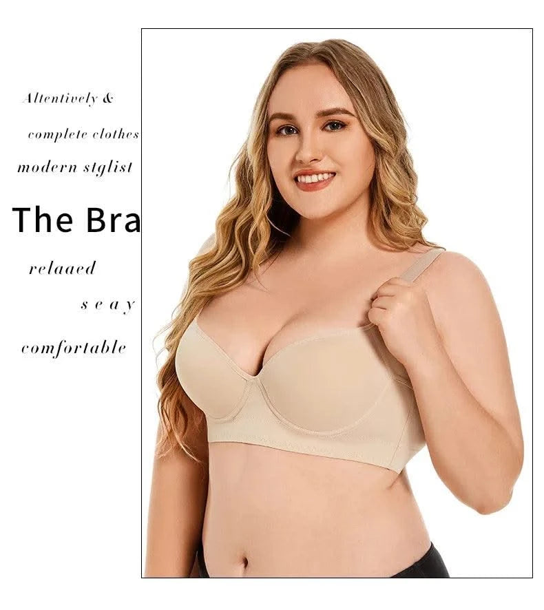Women Full Coverage Push Up Bra Underwire Sculpting Uplift Shapewear Deep Cup T Shirt Bra Hide Back Fat Smoothing Brassiere