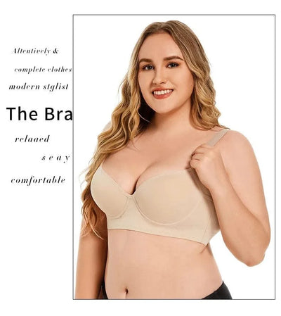 Women Full Coverage Push Up Bra Underwire Sculpting Uplift Shapewear Deep Cup T Shirt Bra Hide Back Fat Smoothing Brassiere