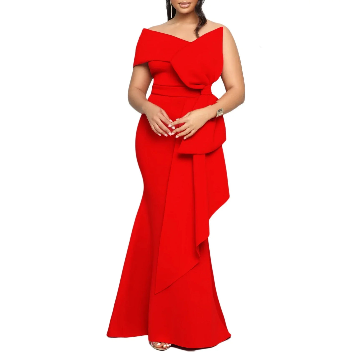 Elegant Dresses for Women 2024 New One Shoulder Ruffles Mermaid Floor Length Luxury Female Birthday Party Dinner Vestidos Mujer