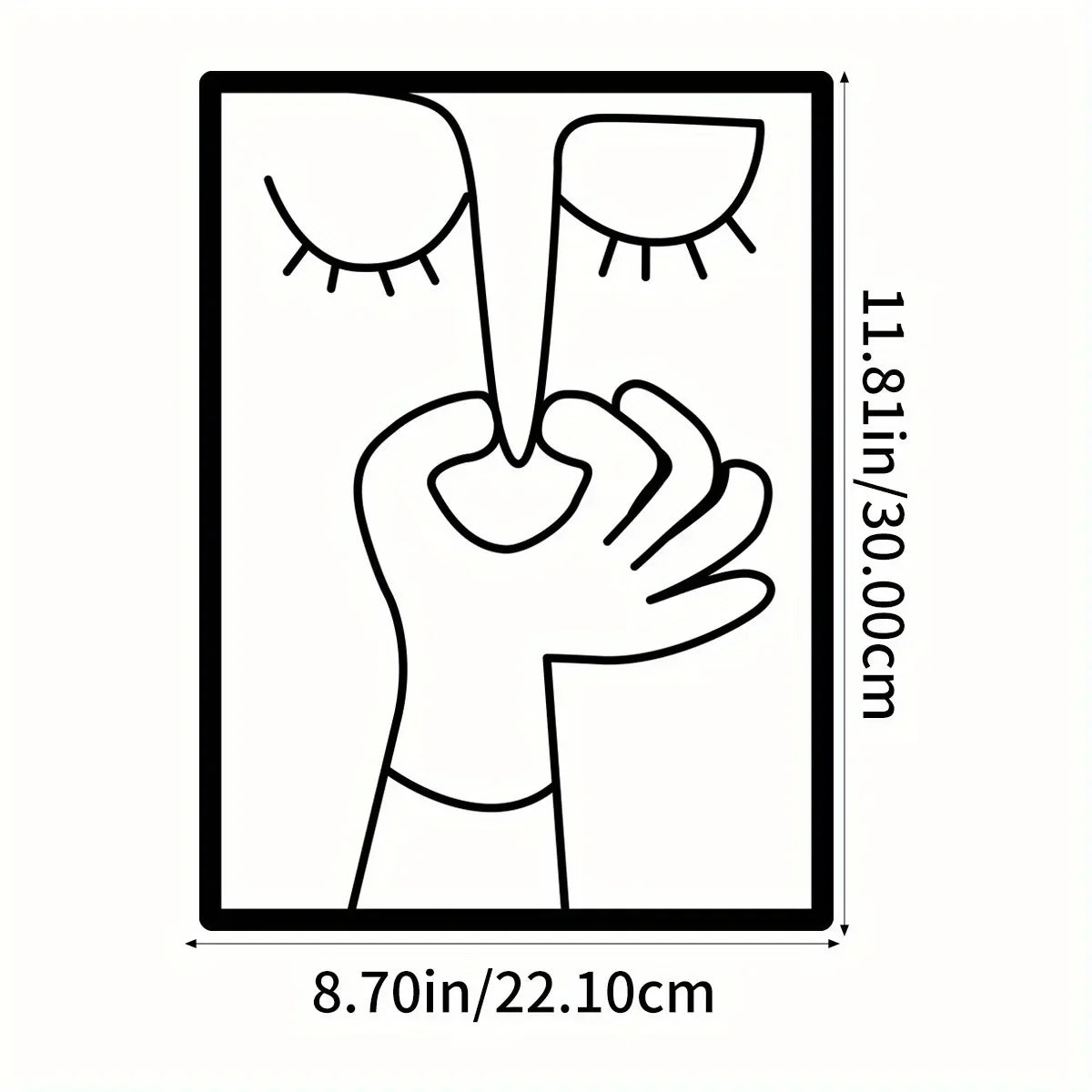 Metal Wall Art for Toilet: Funny Portrait with Minimal Line Art Design as Bathroom Sign & Restroom Decor