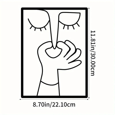 Metal Wall Art for Toilet: Funny Portrait with Minimal Line Art Design as Bathroom Sign & Restroom Decor