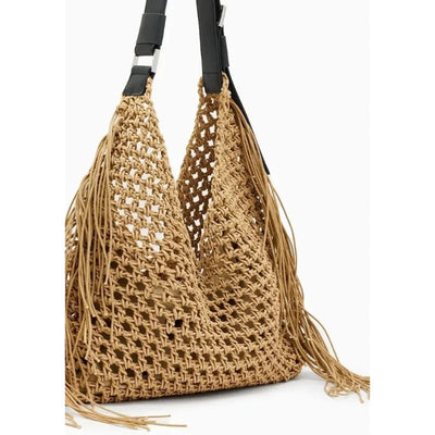 Designer Luxury Tote Bag Women 2025 New Large Capacity Bohemian Style Beach Bag Handmade Woven Hollow Out Tassel Shoulder Bag