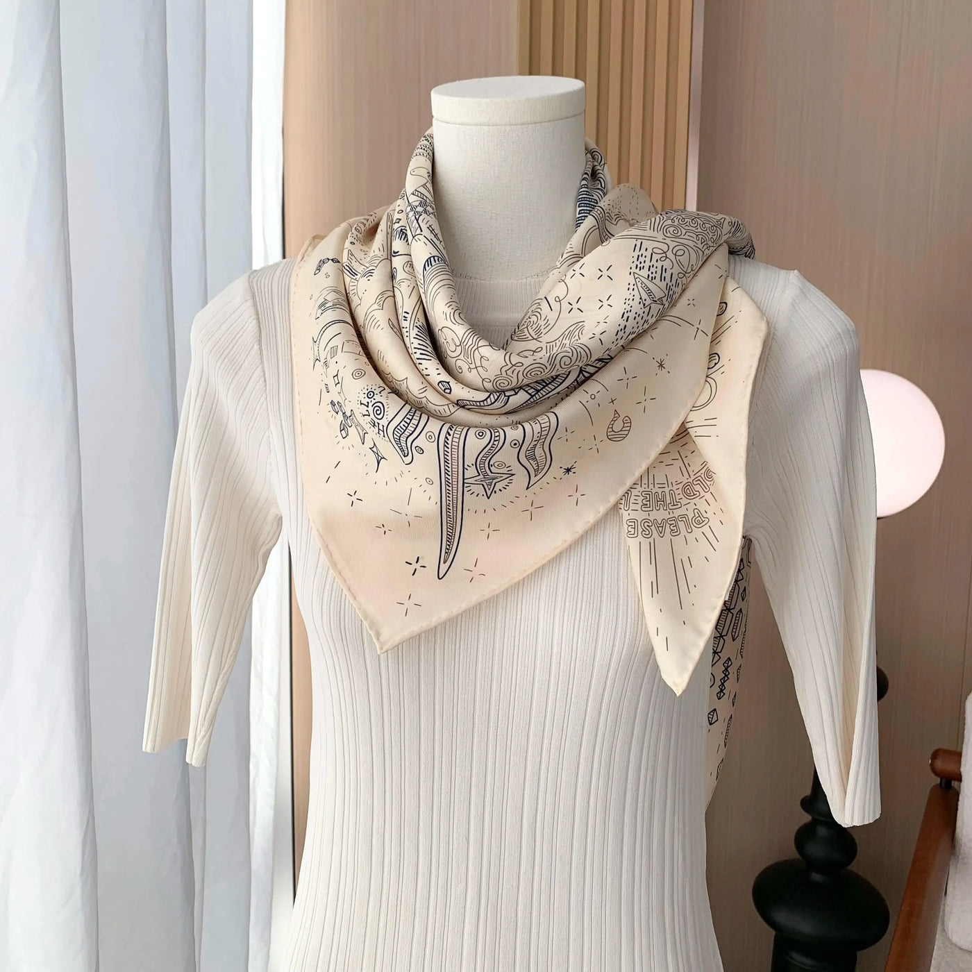 100% Real Silk Scarf Shawl Large Head Scarves Hijab for Hair Wrapping 90cm