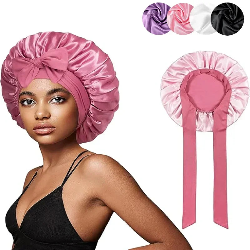 Satin Bonnet Silk Bonnet Adjustable Bonne For Sleeping Hair Bonnet With Tie Band Bonnets For Women Men