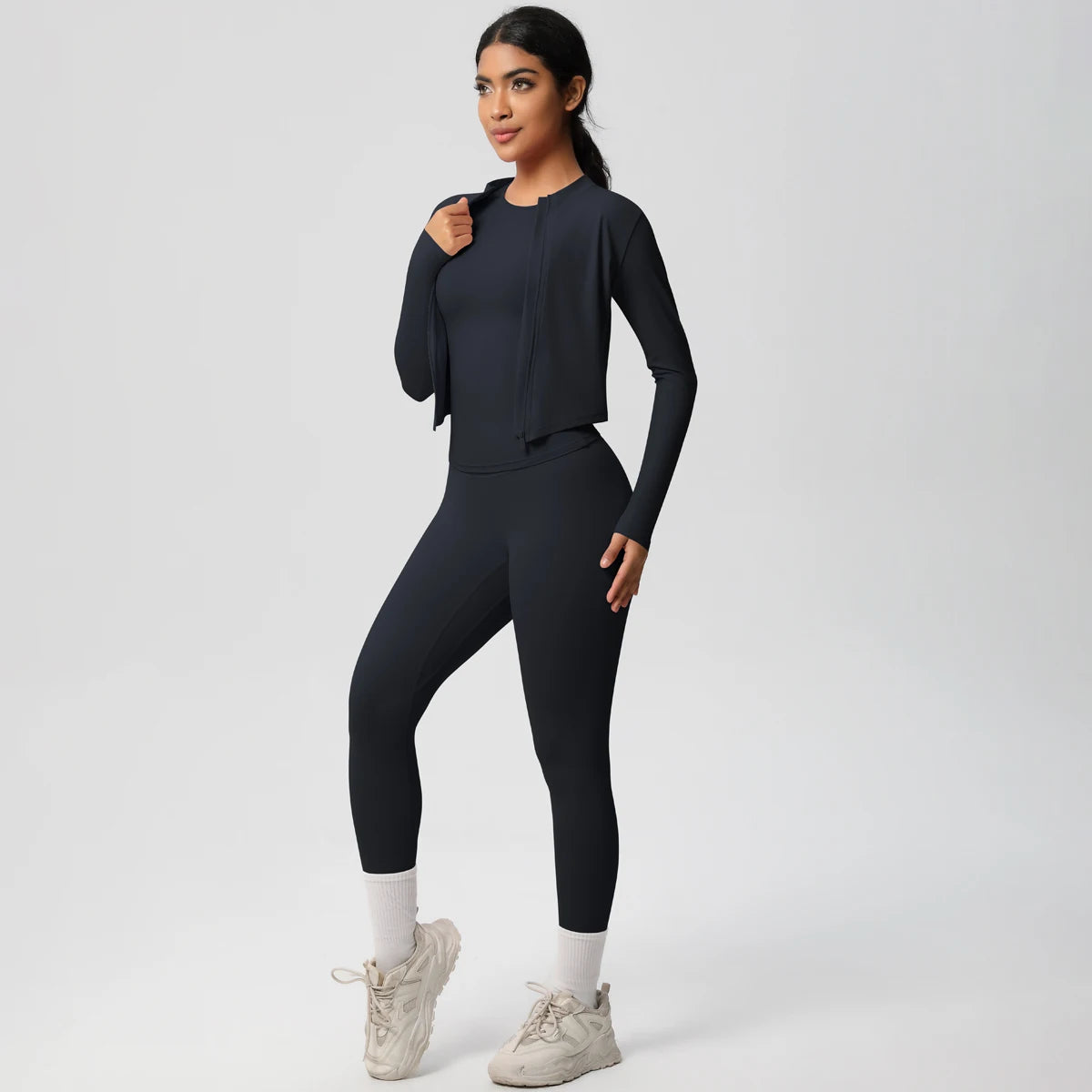 Women Sportswear Yoga Set Workout Clothes Athletic Wear Sports Gym Legging Fitness Top Long Sleeve Yoga Suit ﻿