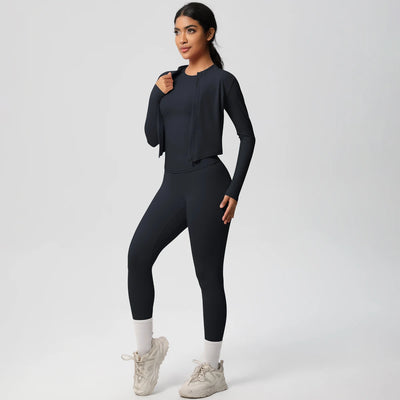 Women Sportswear Yoga Set Workout Clothes Athletic Wear Sports Gym Legging Fitness Top Long Sleeve Yoga Suit ﻿