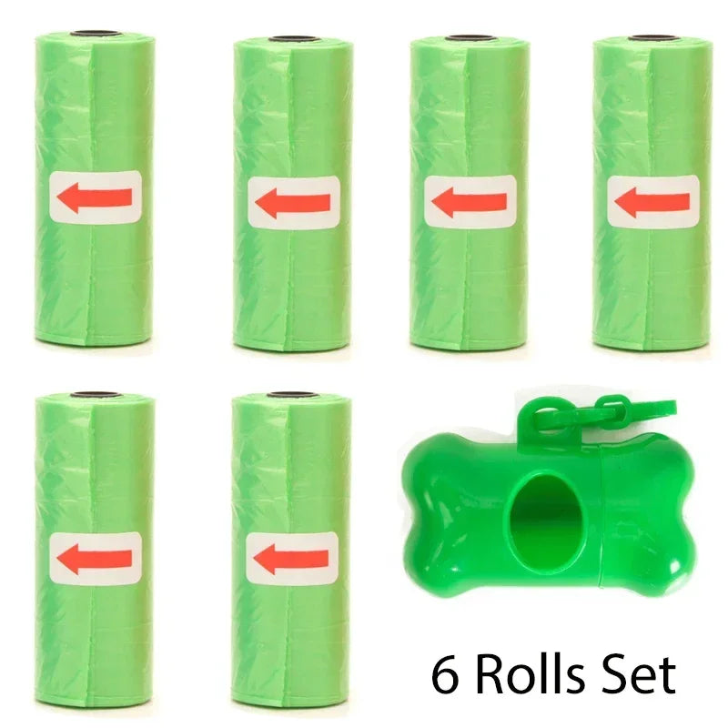 Disposable Pet Poop Bags Dog Poop Bag Bone Dispenser with Leash Clip Puppy Dog Products Supplies 5Roll(75Pcs) Bags